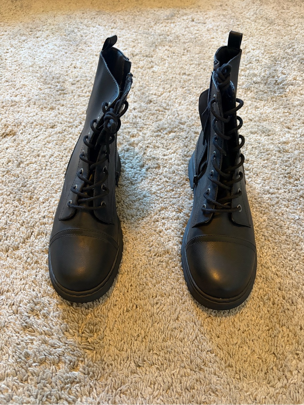 Arizona Jean Company Black Lace-Up Combat Boots with Side Zipper